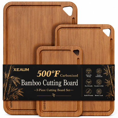 Bamboo Cutting Board 3-Piece Wooden Bread Boards for kitchen
