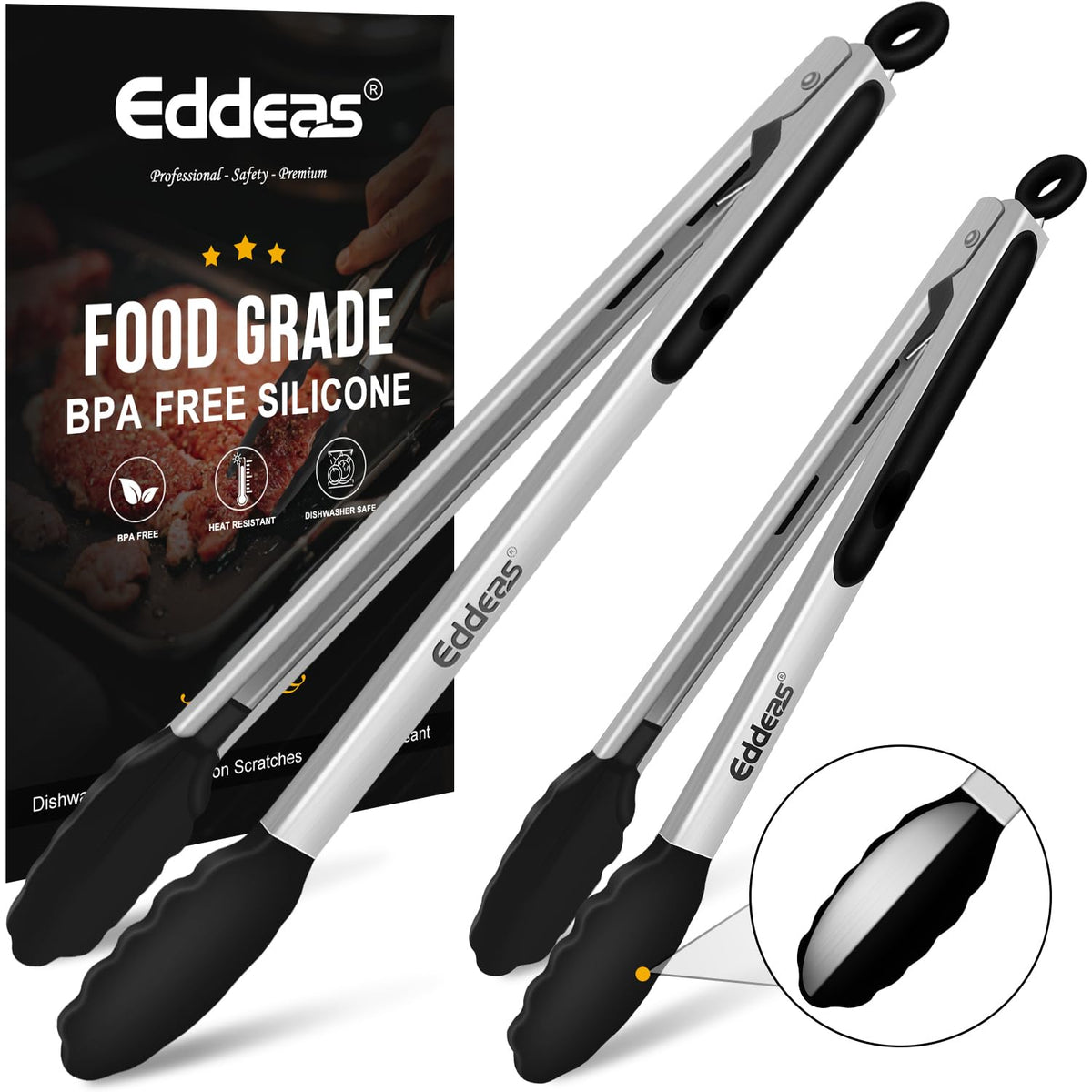 Tongs For Cooking Up to 600 °F Metal Kitchen Tongs 3PCS 7,9,12 Inch