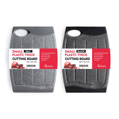 Small Plastic Cutting Board Set of 2 with Multiple Juice Grooves, 9.8" x 7"