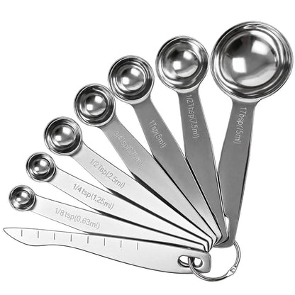 Measuring Spoons, Premium Heavy Duty Stainless Steel Measuring Spoons Cups Set, Small Tablespoon with Metric and US Measurements, Set of 6 for Measuring Dry and Liquid Ingredients