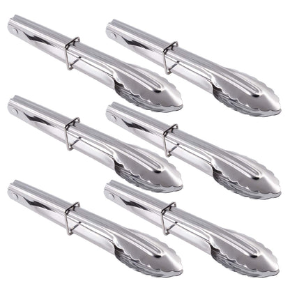 HINMAY Small Tongs with Silicone Tips 7-Inch Mini Serving Tongs, Set of 6