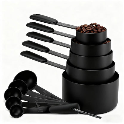 Bopei 10-Pcs Stainless Steel Measuring Cups & Spoons Set, Colorful Handles
