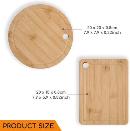 Donxote Small Cutting Board Set of 2 - Compact with Juice Groove for Fruits, Vegetables, Cheese & Sandwiches, Lightweight & Non-Toxic Mini Boards for Charcuterie, Camping & Kitchen