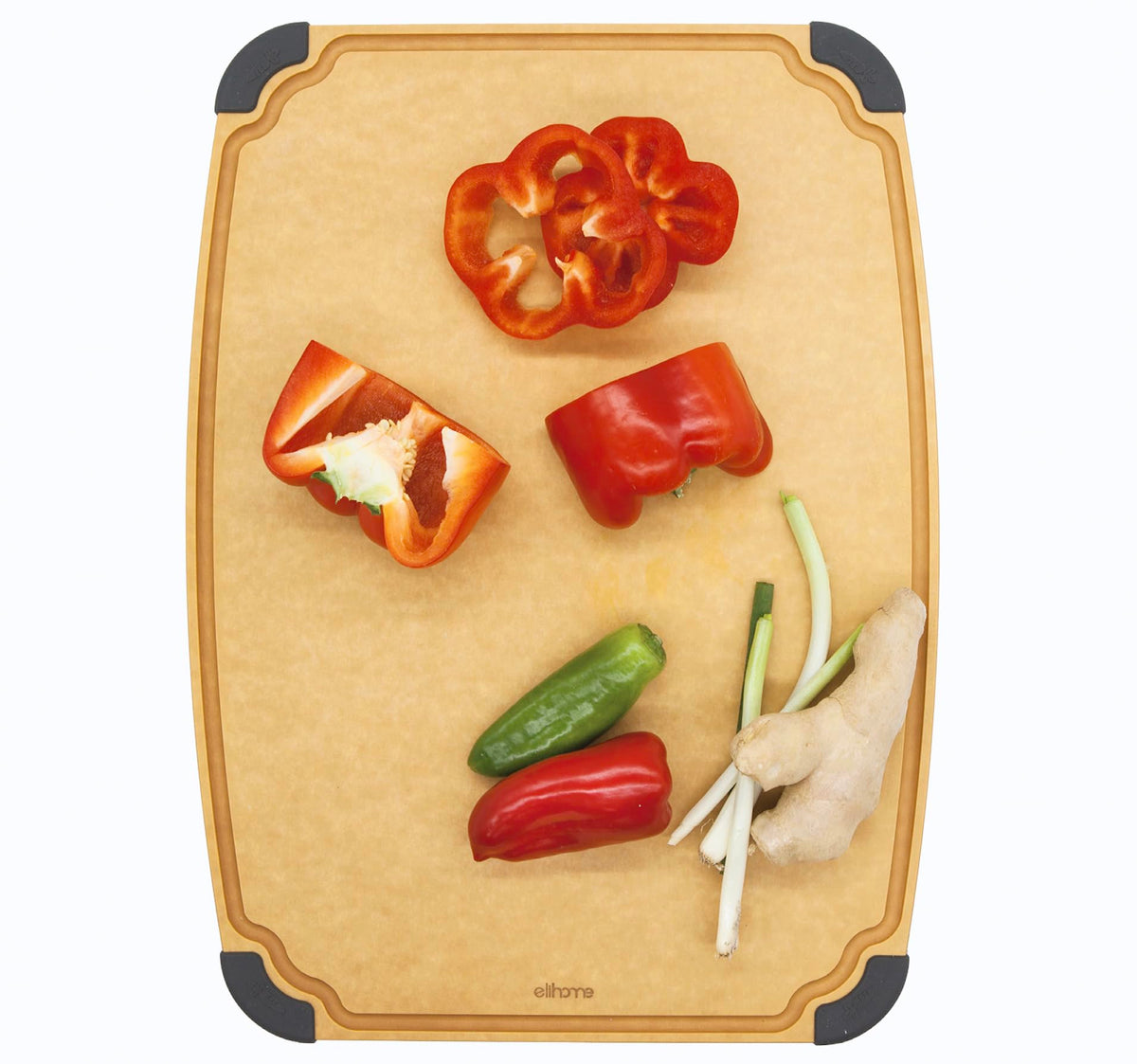 Elihome Essential Series Wood Fiber Cutting Board for Kitchen, Knife Friendly, Dishwasher Safe, Non-Slip Feet, Juice Groove, Reversible, Non-Porous, Eco Friendly, 10"x 7" SMALL