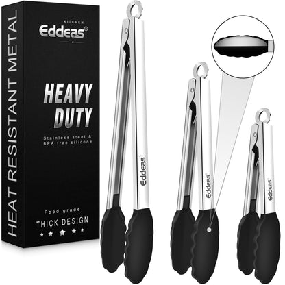 2 PCS 12 Inch Tongs for Cooking Heavy Duty All Metal Kitchen Tongs