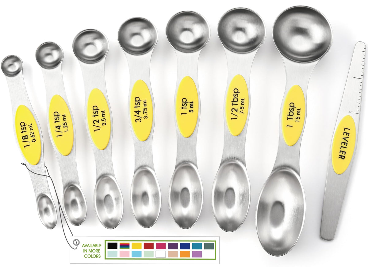 Spring Chef Stainless Steel Magnetic Measuring Spoons Set of 8, Black