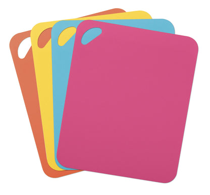 Dexas Heavy Duty Cutting Board Grippmat, Flexible Cutting Boards for Kitchen, Set of 4, Non Slip Plastic Board Cutting Mat Small Size 5.5 x 8, Blue, Green, Yellow, Red Set, Kitchen Gadgets