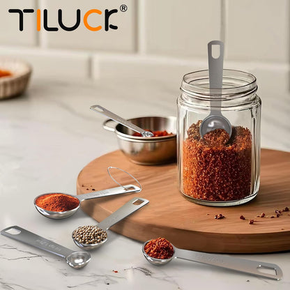 TILUCK Stainless Steel Measuring Cups & Spoons Set,Coffee Scoop Spoon