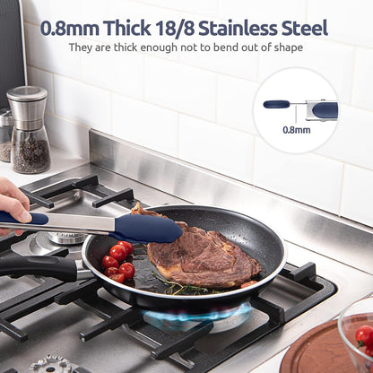 U-Taste Kitchen Tongs for Cooking, 600ºF Heat-Resistant, 3Pcs/Midnight Blue