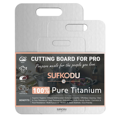 Titanium Cutting Board Set of 3, 100% Double-Sided Titanium Cutting Boards for Kitchen, Dishwasher Safe Non-Toxic Chopping Boards for Meat, Vegetables, Fruits, Raw and Cooked Food Prep (M+L+XL）