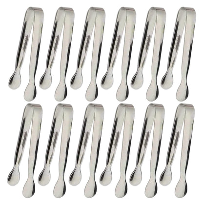 6PCS Ice Tongs Mini Sugar Tongs 4.25Inch Stainless Steel Kitchen Utensils Set,Small Serving Tong and Tiny Kitchen Tong for Appetizers,Tea Party, Coffee Bar, Desserts by Sunenlyst (Silver)