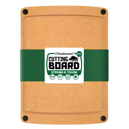 Freshware Wood Cutting Boards for Kitchen, Dishwasher Safe, Medium 12" x 9" and Large, 15" x 11.25", Set of 2, Natural