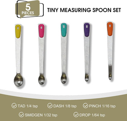 1Pack Small Measuring Spoon Set with Multi-Color Silicone Grip