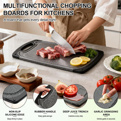 Viretang Plastic Cutting Boards Set of 3,BPA Free,Dishwasher Safe