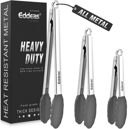 2 PCS 12 Inch Tongs for Cooking Heavy Duty All Metal Kitchen Tongs