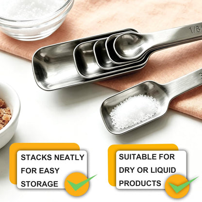 Stainless Steel Teaspoon Measuring Spoons Set of 7 with Leveler