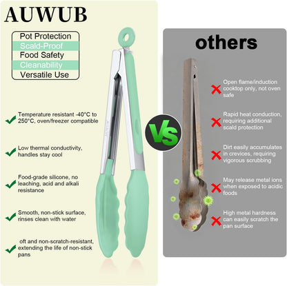 7 Inch Silicone Kitchen Tongs,Heat Resistant Cooking Utensils