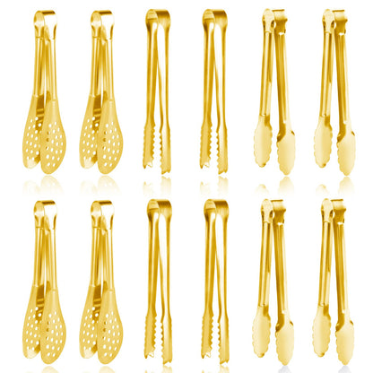 12 Pack Premium Small Serving Tongs, Dmoera Mini Stainless Steel Appetizer Tongs, 5Inch,5.2Inch(12.7cm)