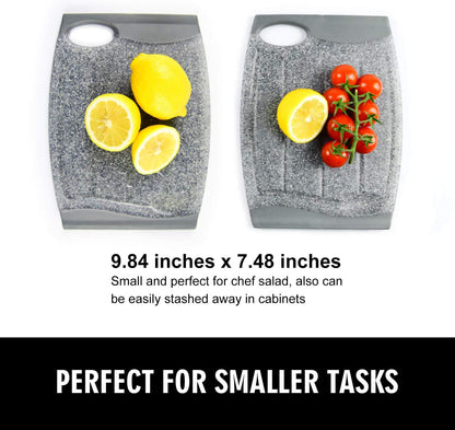 Small Plastic Cutting Board Set of 2 with Multiple Juice Grooves, 9.8" x 7"