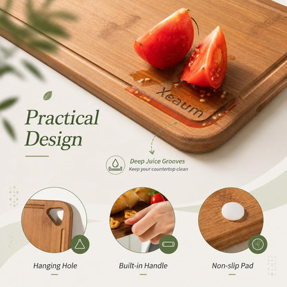 Bamboo Cutting Board 3-Piece Wooden Bread Boards for kitchen