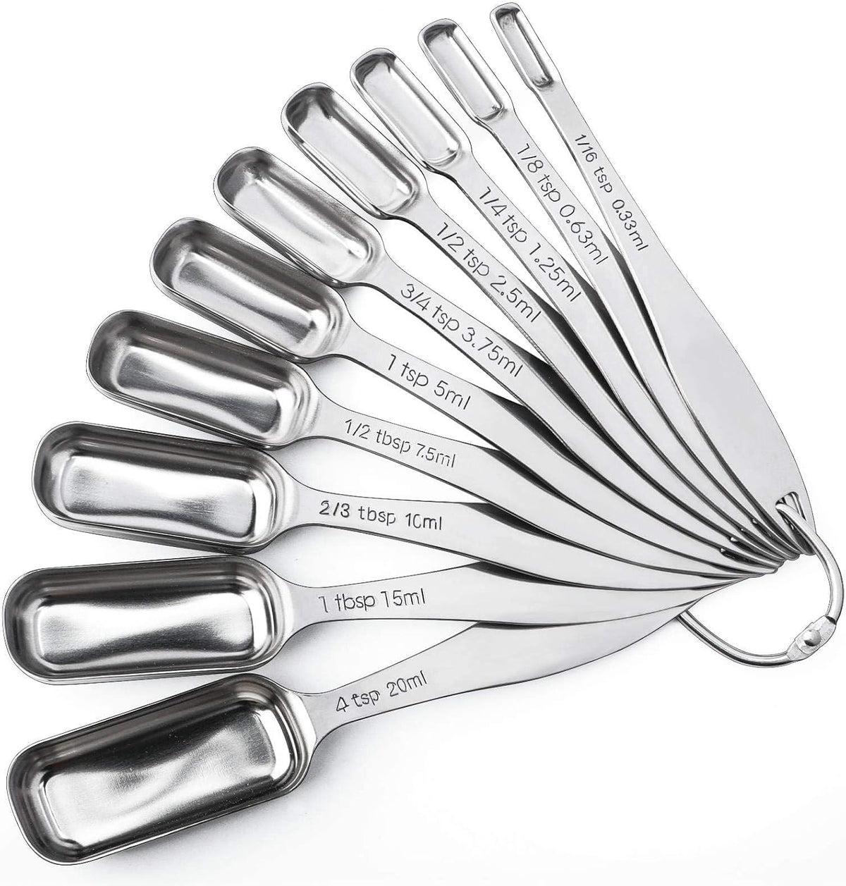 FANGSUN Stainless Steel Measuring Spoons Set of 10, Narrow Design