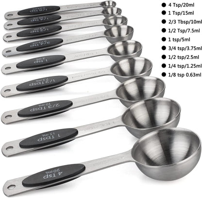 Magnetic Measuring Spoons Set of 9 Stainless Steel Measuring Spoons
