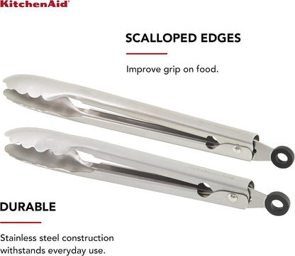 KitchenAid Universal Utility and Serving Stainless Steel Kitchen Tongs, Set of 2