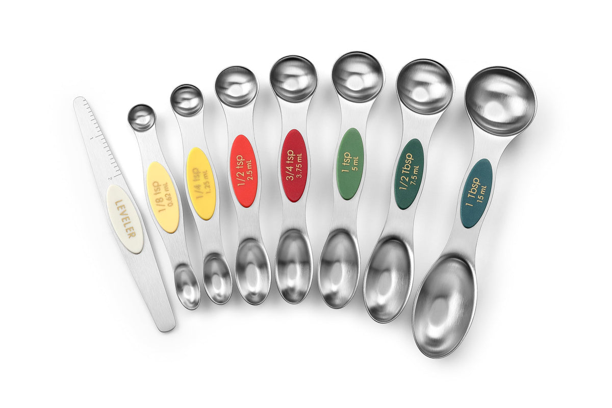Spring Chef Stainless Steel Magnetic Measuring Spoons Set of 8, Black