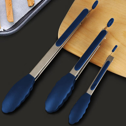 HOTEC Stainless Steel Kitchen Tongs with Silicone Tips, Set of 3-7",9" &12"
