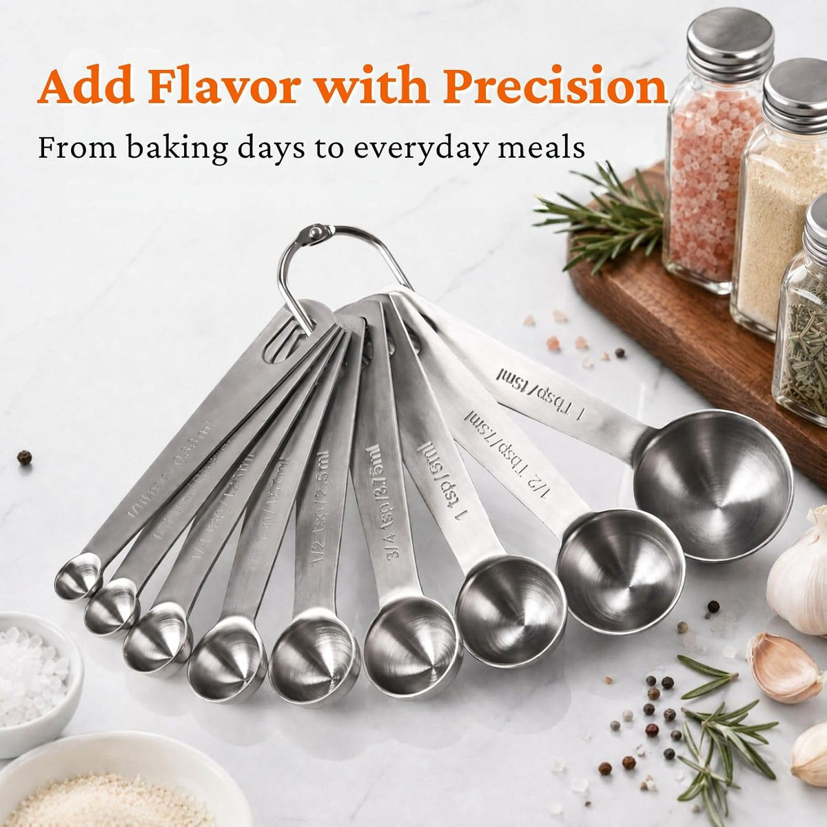 30PCS Measuring Cups and Spoons Set, 7 Nesting Measuring Cups, 18 Measuring Spoons and 5 Mini Spoons, Stainless Steel Kitchen Measuring Set for Dry and Liquid Ingredients, Perfect for Cooking & Baking