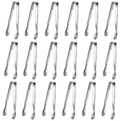 6PCS Ice Tongs Mini Sugar Tongs 4.25Inch Stainless Steel Kitchen Utensils Set,Small Serving Tong and Tiny Kitchen Tong for Appetizers,Tea Party, Coffee Bar, Desserts by Sunenlyst (Silver)