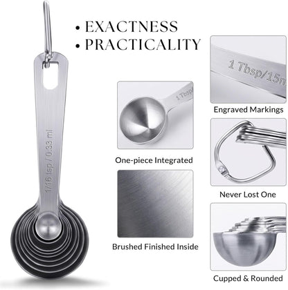 14PCS Measuring Spoons Set, 1 tbsp, 1/2 tbsp, and 1-1/16tsp Stainless Steel Measuring Spoons for Cooking Baking Spice Jars and Liquid Ingredients