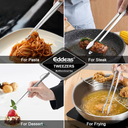 Tongs For Cooking Up To 600°F Metal Kitchen Tweezers Tongs 12", 9 in
