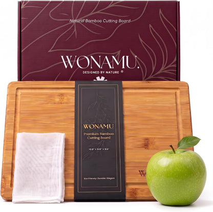 WONAMU Small Bamboo Cutting Board Non Toxic Lightweight & Durable, Gift Set