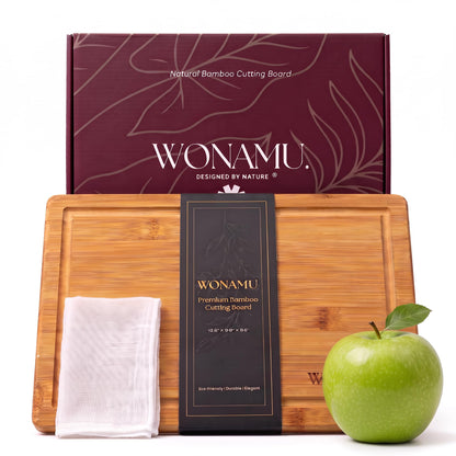 WONAMU Small Bamboo Cutting Board Non Toxic Lightweight & Durable, Gift Set