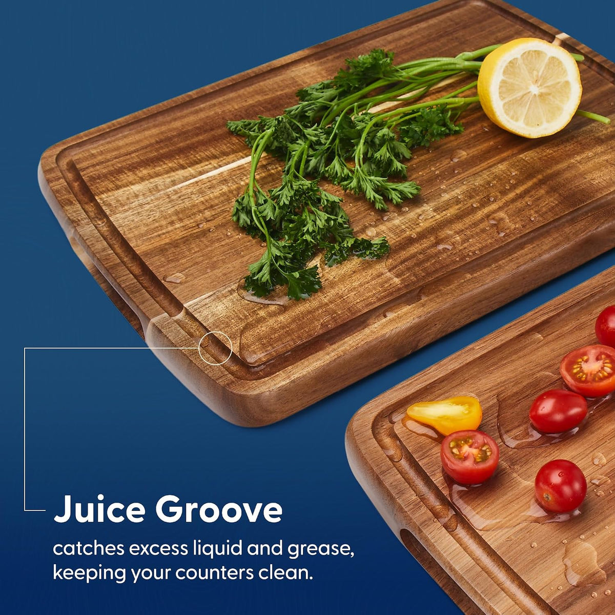 Sonder LA Doheny Duo Small Acacia Wood Cutting Board Set, 14x10x1 & 12x8x1"