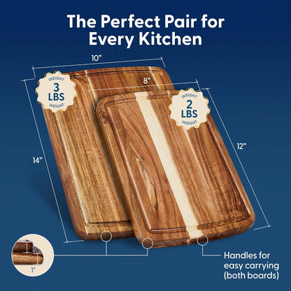 Sonder LA Doheny Duo Small Acacia Wood Cutting Board Set, 14x10x1 & 12x8x1"
