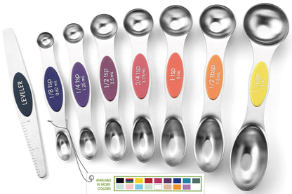 Spring Chef Stainless Steel Magnetic Measuring Spoons Set of 8, Black