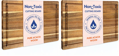 Non-Toxic Acacia Wood Cutting Board, Mineral Oil & Plastic Free, 16x11 in