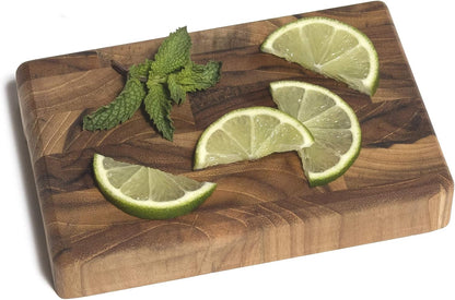 Lipper International 7217 Teak 6" End Grain Cutting Board with Cut Out Handles