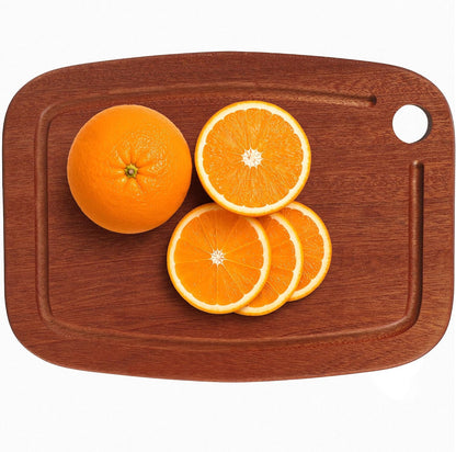 SAMBUTECO Wood Cutting Board 9" x 6.6"with Juice Groove & Hanging Hole