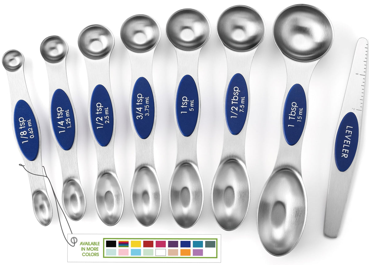 Spring Chef Stainless Steel 8 Magnetic Measuring Spoons Set, Winter Frost