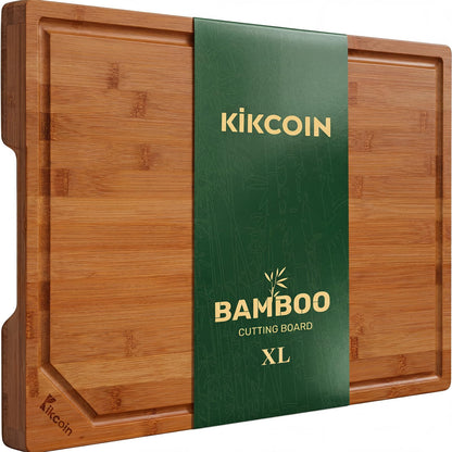 Kikcoin 9"×6" Small Bamboo Cutting Board with Handle, Natural
