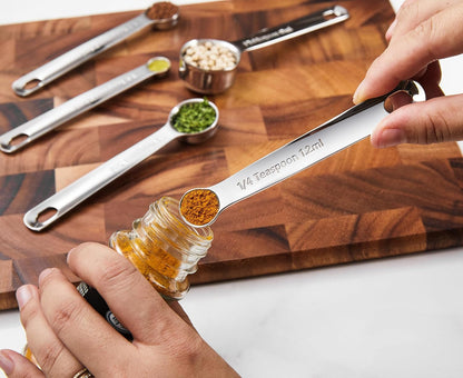 KEAWELL Premium 18/10 Measuring Spoons Set (Silver, 5PC Measuring Spoons)