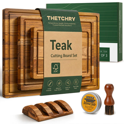 THETCHRY Walnut Wood Cutting Board Set, End Grain Cutting Board for Kitchen