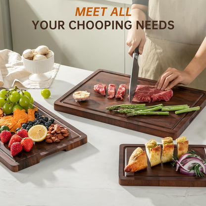 THETCHRY Walnut Wood Cutting Board Set, End Grain Cutting Board for Kitchen