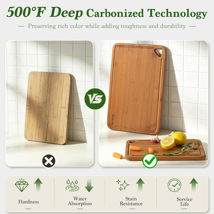 Bamboo Cutting Board 3-Piece Wooden Bread Boards for kitchen