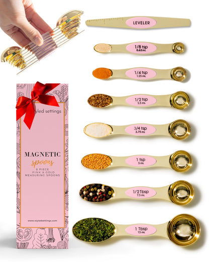 Styled Settings Magnetic Measuring Spoons Set, Gold