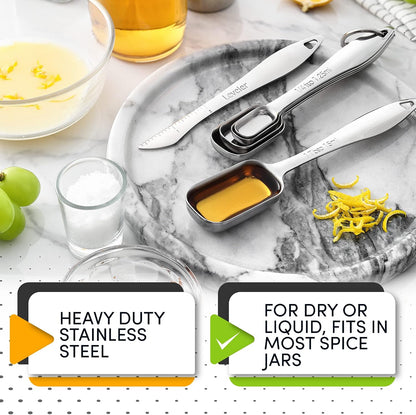 Spring Chef Stackable Stainless Steel Measuring Spoons Set of 6 w/Leveler