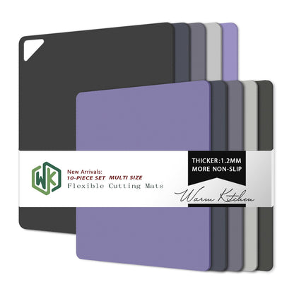 WK Flexible Plastic Cutting Boards Mats for Kitchen, Flexible Non Slip Cutting Mat, Thin Cutting Sheets, BPA Free, Dishwasher Safe, Multi Sizes